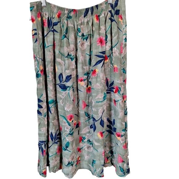 Vintage 90s Rayon Floral Midi Skirt Grunge Women Size XL - Picture 3 of 7